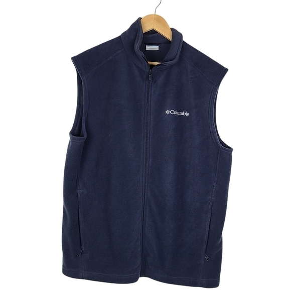 Columbia Cathedral Peak II Full Zip Fleece Vest Navy Blue‎ Men’s Size Large - Picture 1 of 4